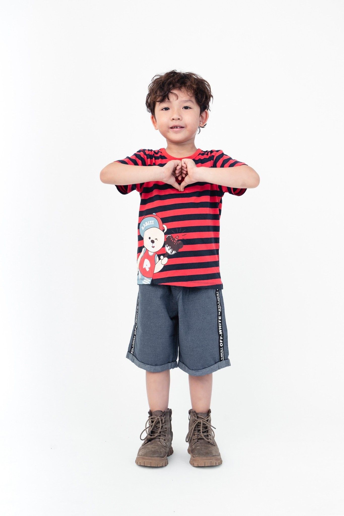 Áo thun ngắn tay bé trai kẻ Rabity 9028