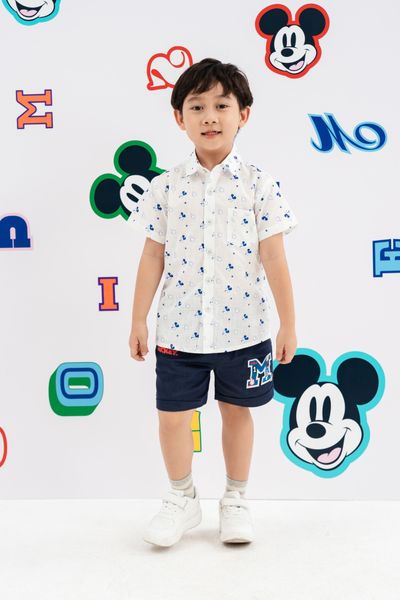 Áo sơ mi ngắn tay Mickey bé trai Rabity 5722