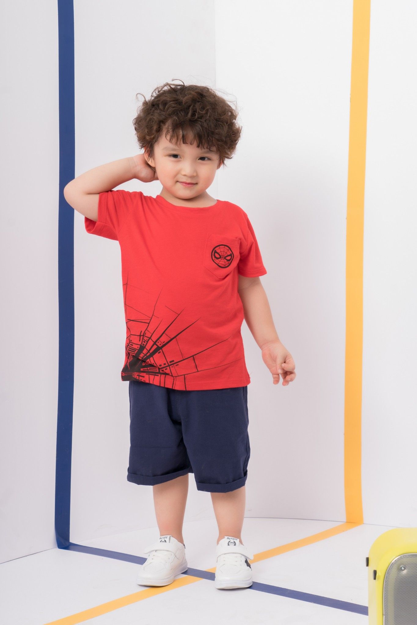 Áo thun Spider man cổ tròn ngắn tay bé trai Rabity 5087
