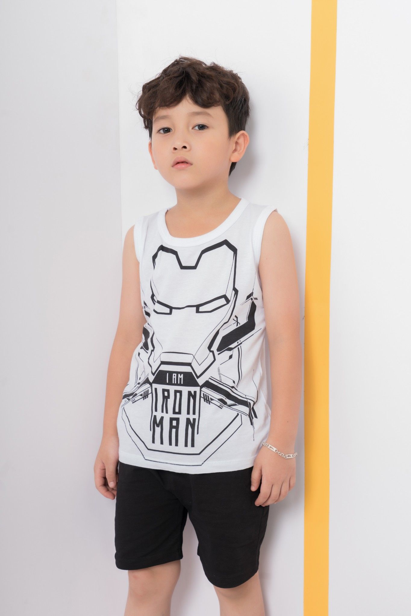 Bộ thun Iron man có tay sát nách bé trai Rabity 5102