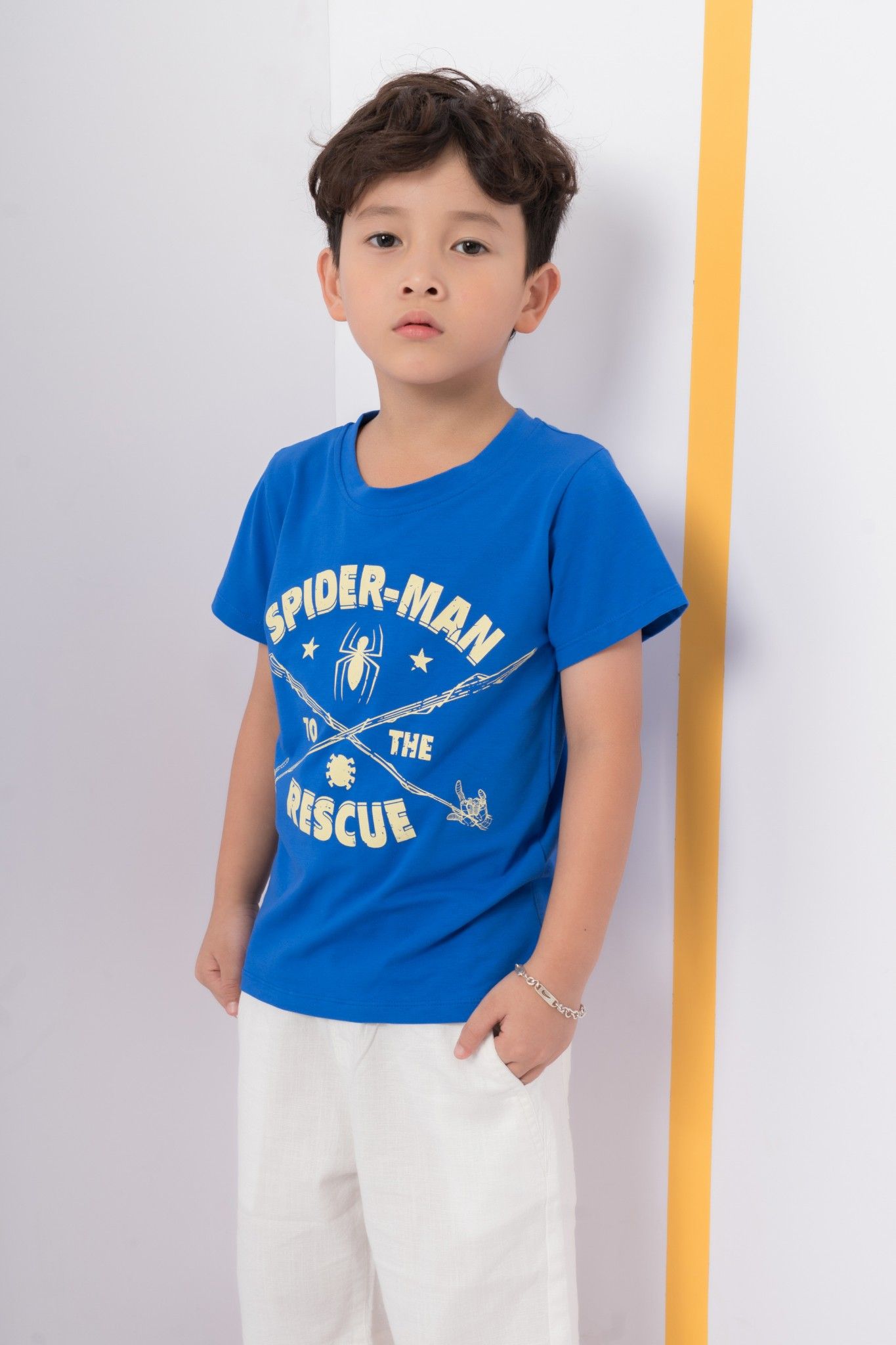 Áo thun Spider man cổ tròn ngắn tay bé trai Rabity 5088