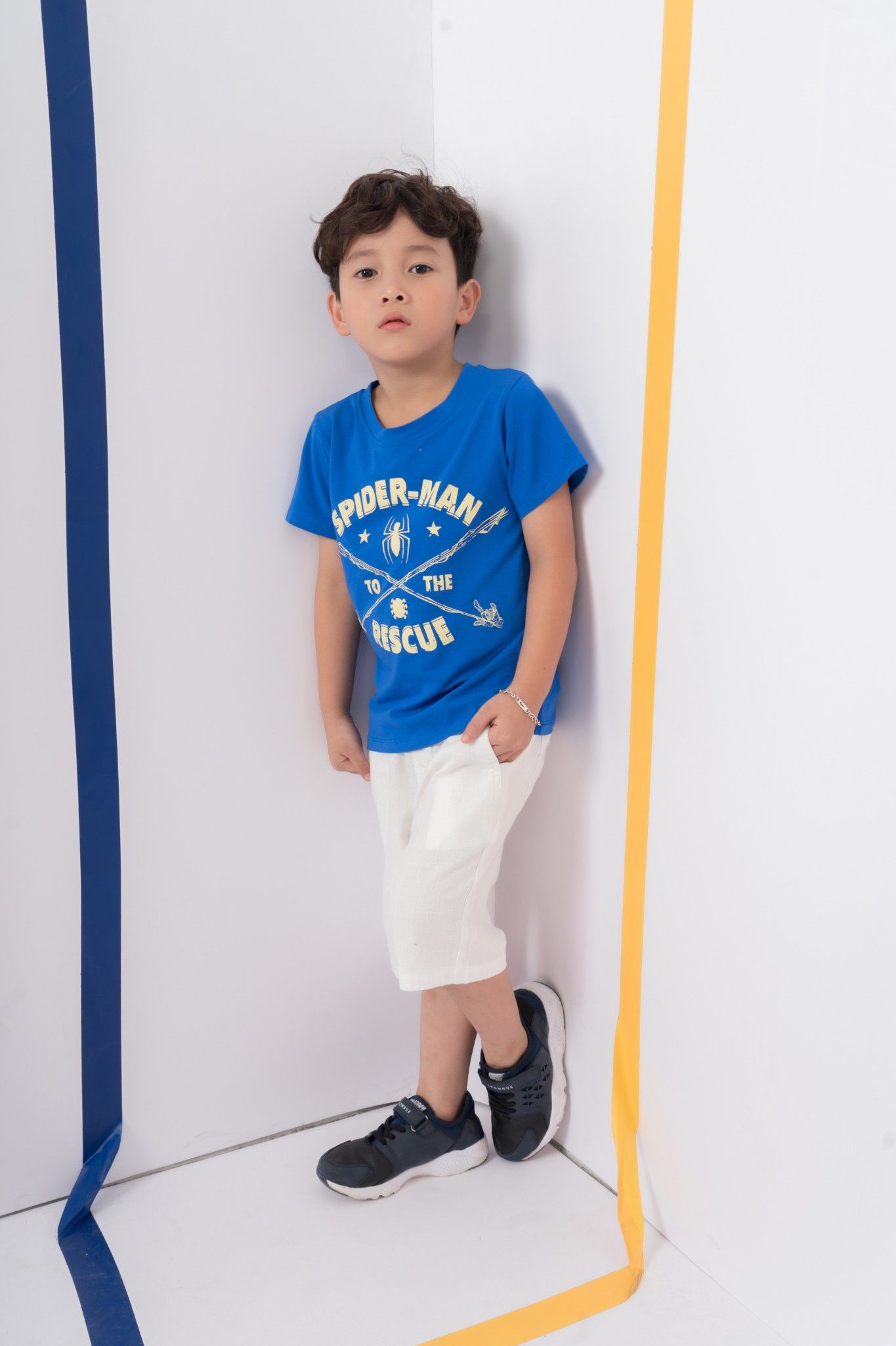 Áo thun Spider man cổ tròn ngắn tay bé trai Rabity 5088