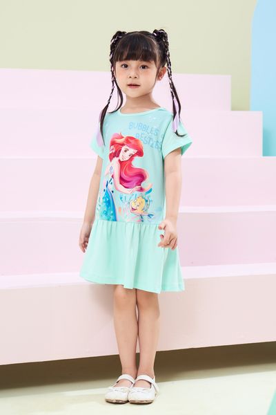 Đầm váy thun Nàng Tiên Cá Ariel ngắn tay bé gái Rabity 550.006