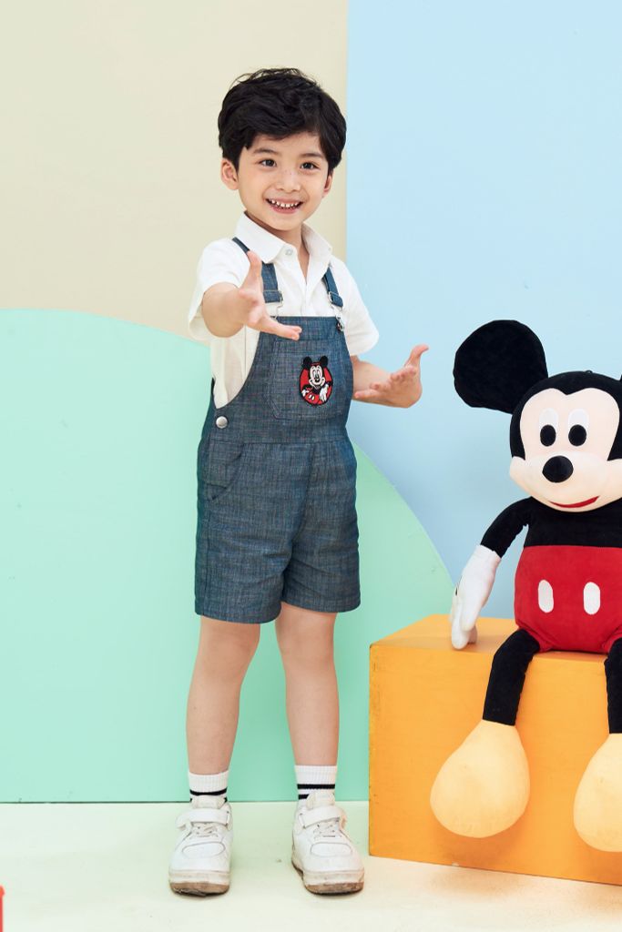 Quần yếm jean Mickey bé trai Rabity 536.001