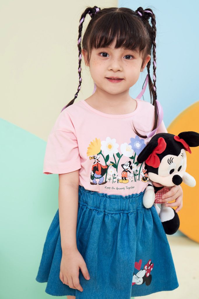 Áo thun ngắn tay Mickey & Minnie bé gái Rabity 500.010