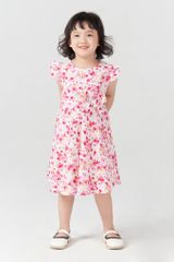 Đầm váy Hoa Gắn Nơ thô ngắn tay bé gái Rabity 92471
