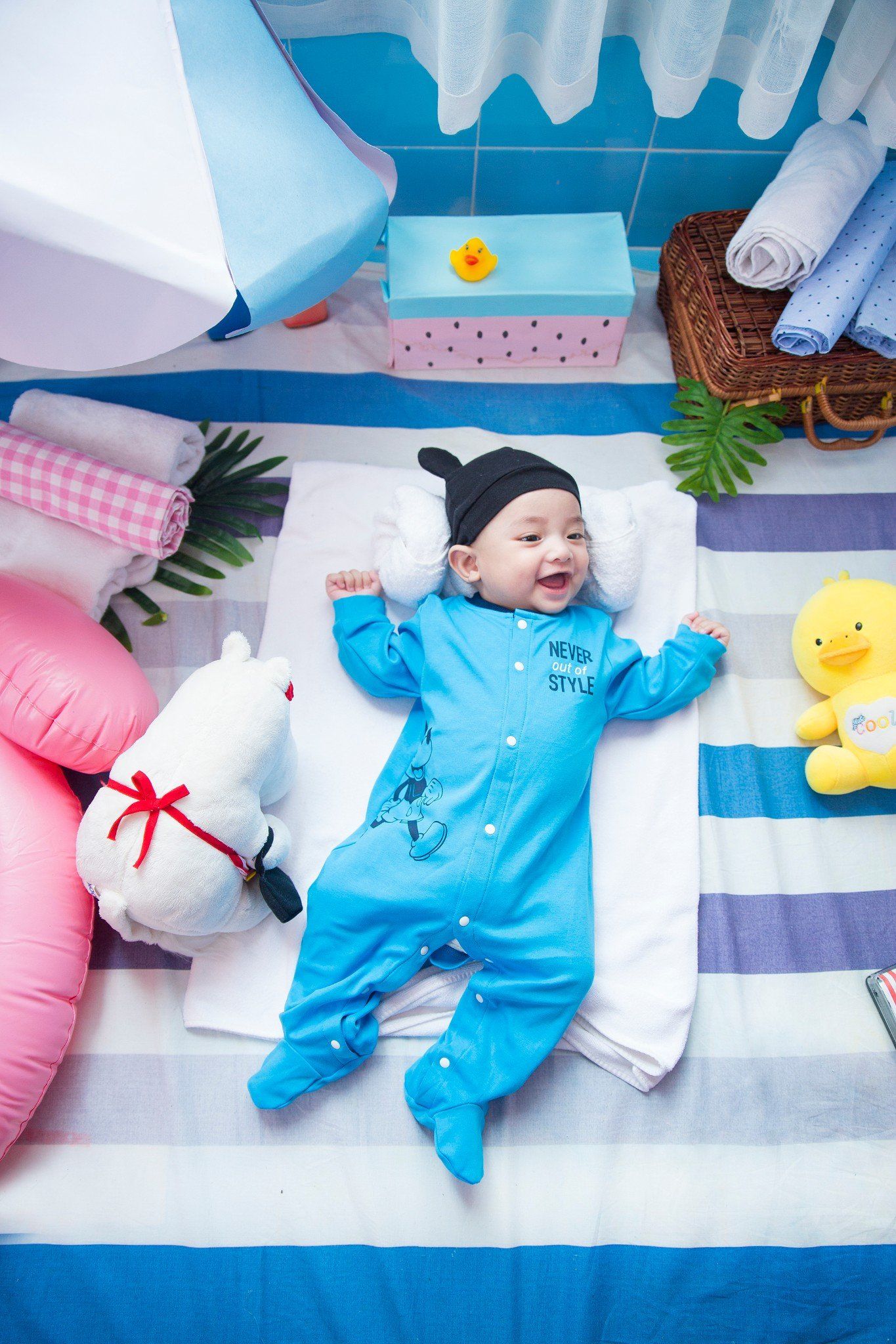 Bộ liền sơ sinh dài tay bé trai Rabity 5010