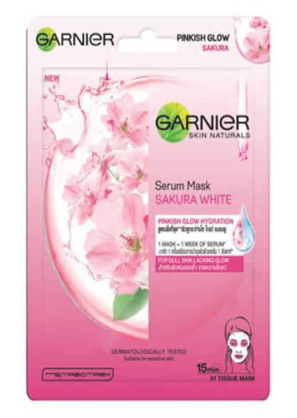 Mặt Nạ Garnier Tinh Chất Hoa Anh Đào Dưỡng Sáng, Mờ Thâm Sakura White Pinkish Glow Hydration Serum Mask 28ml