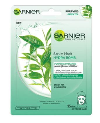 Mặt Nạ Garnier Tinh Chất Trà Xanh Kiềm Dầu Hydra Bomb Purifying Hydration Serum Mask 28ml