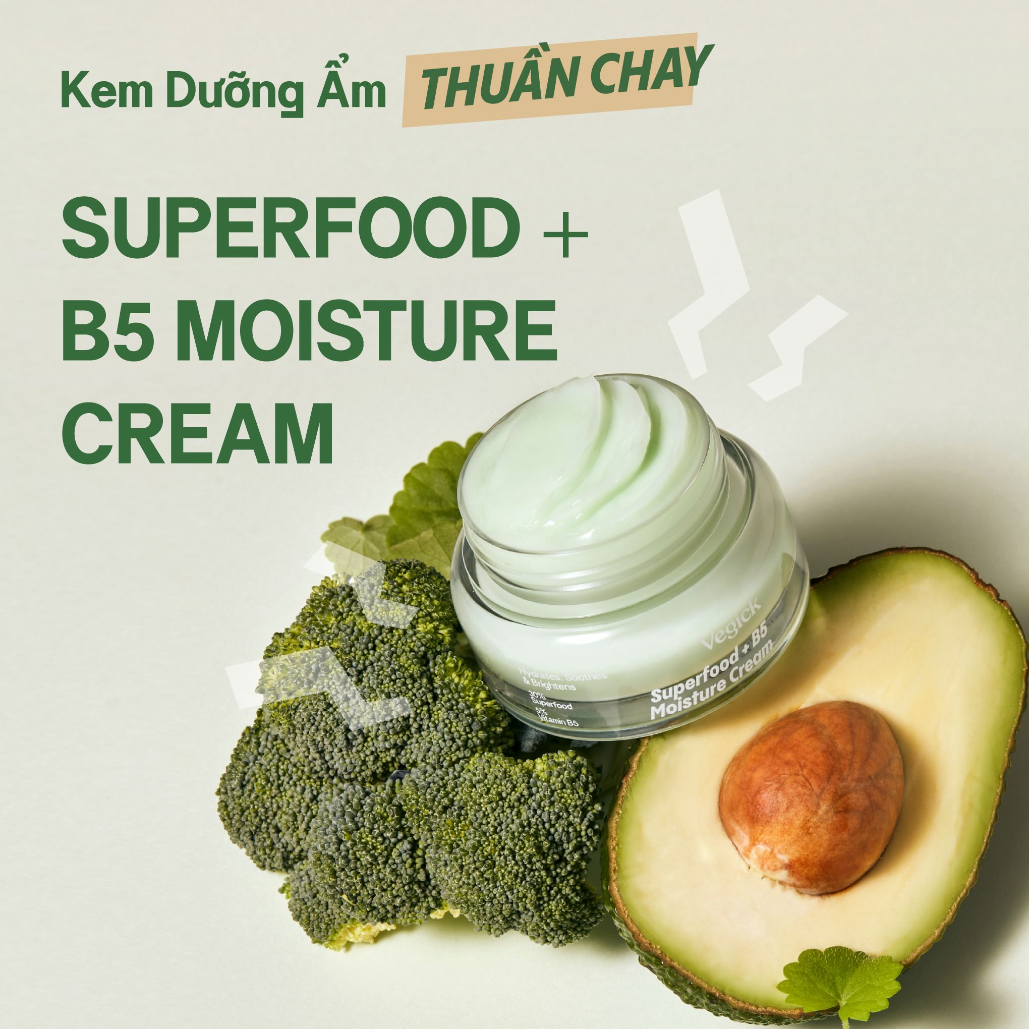 Kem Dưỡng Da Vegick (Superfood + B5 Moisture Cream, 50Ml)