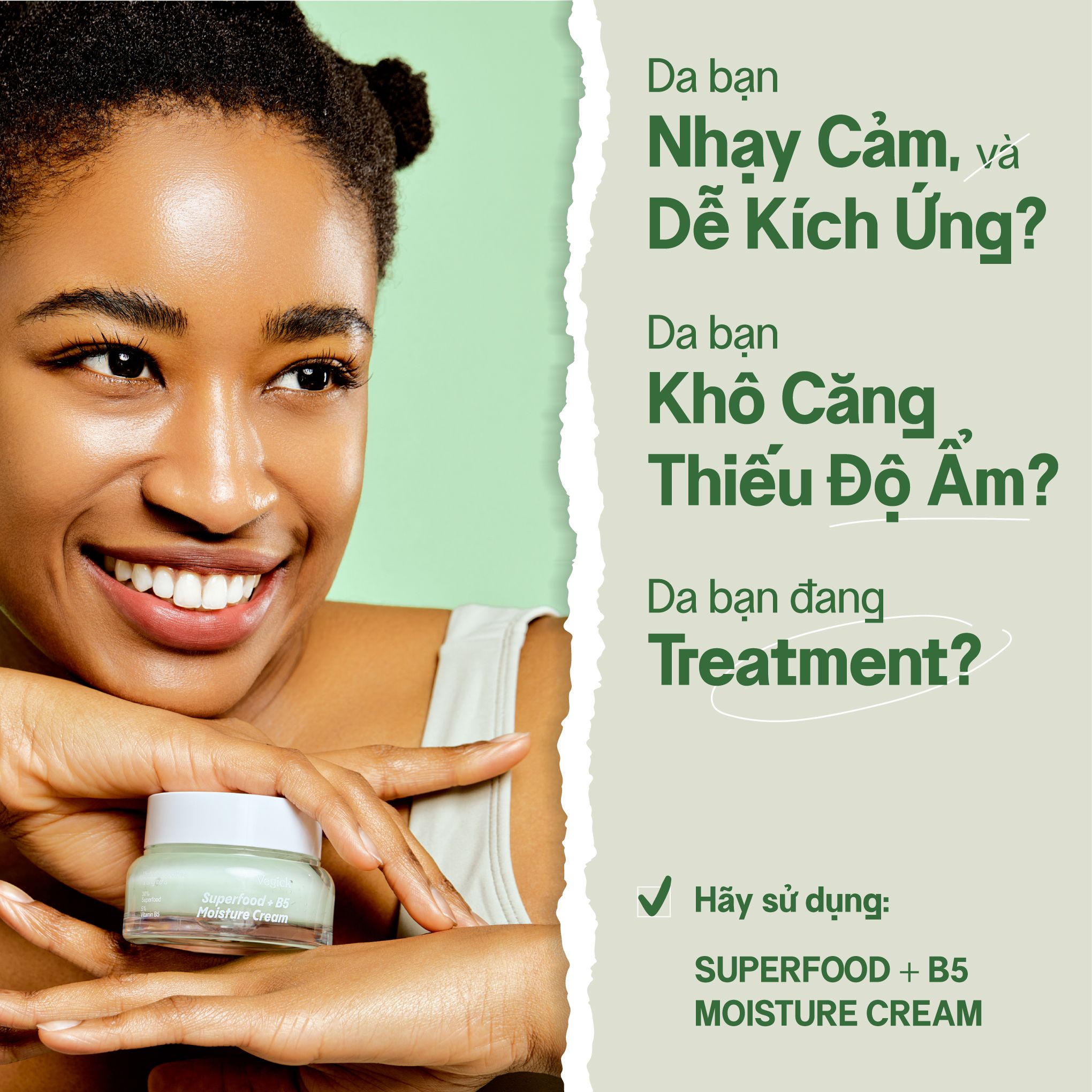 Kem Dưỡng Da Vegick (Superfood + B5 Moisture Cream, 50Ml)