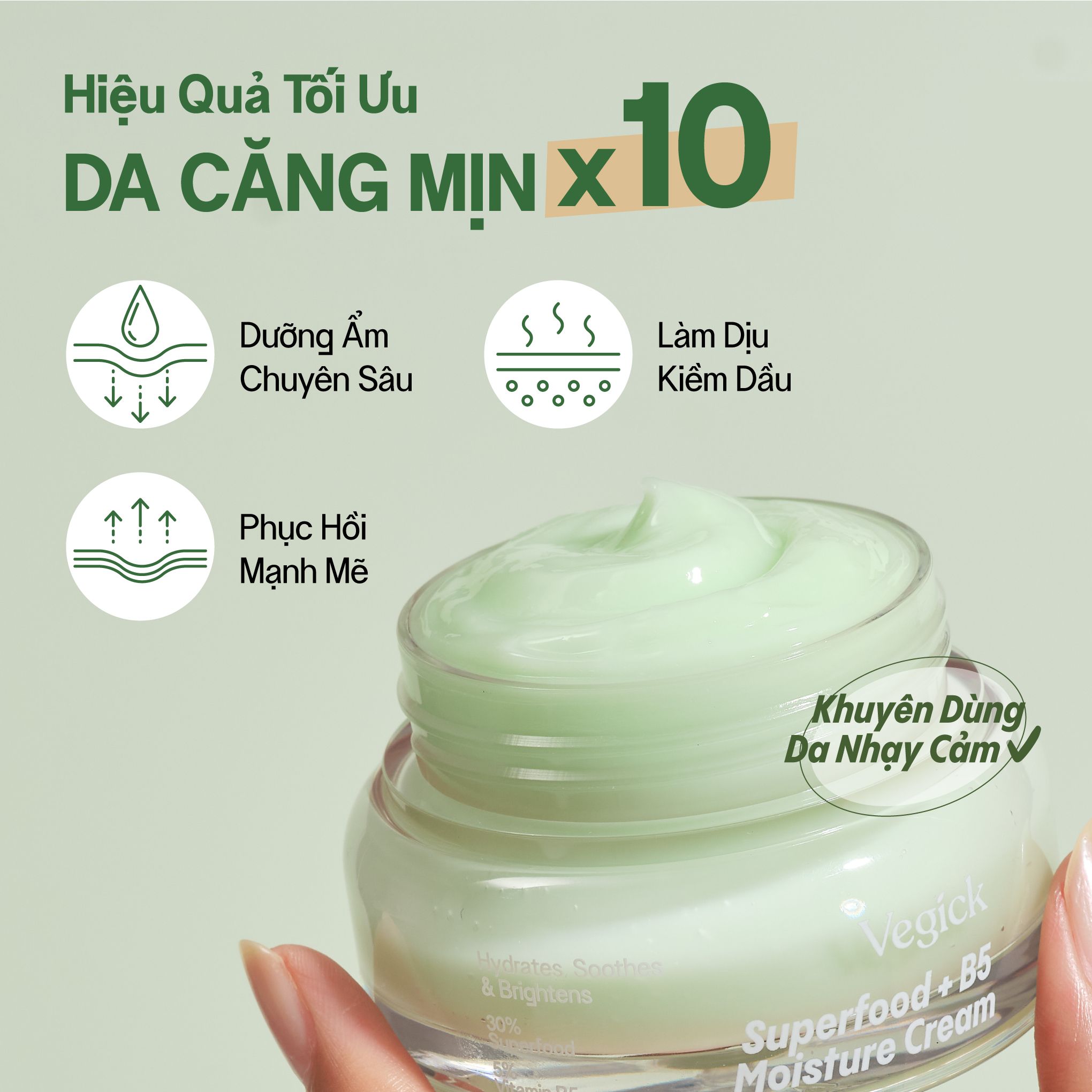 Kem Dưỡng Da Vegick (Superfood + B5 Moisture Cream, 50Ml)