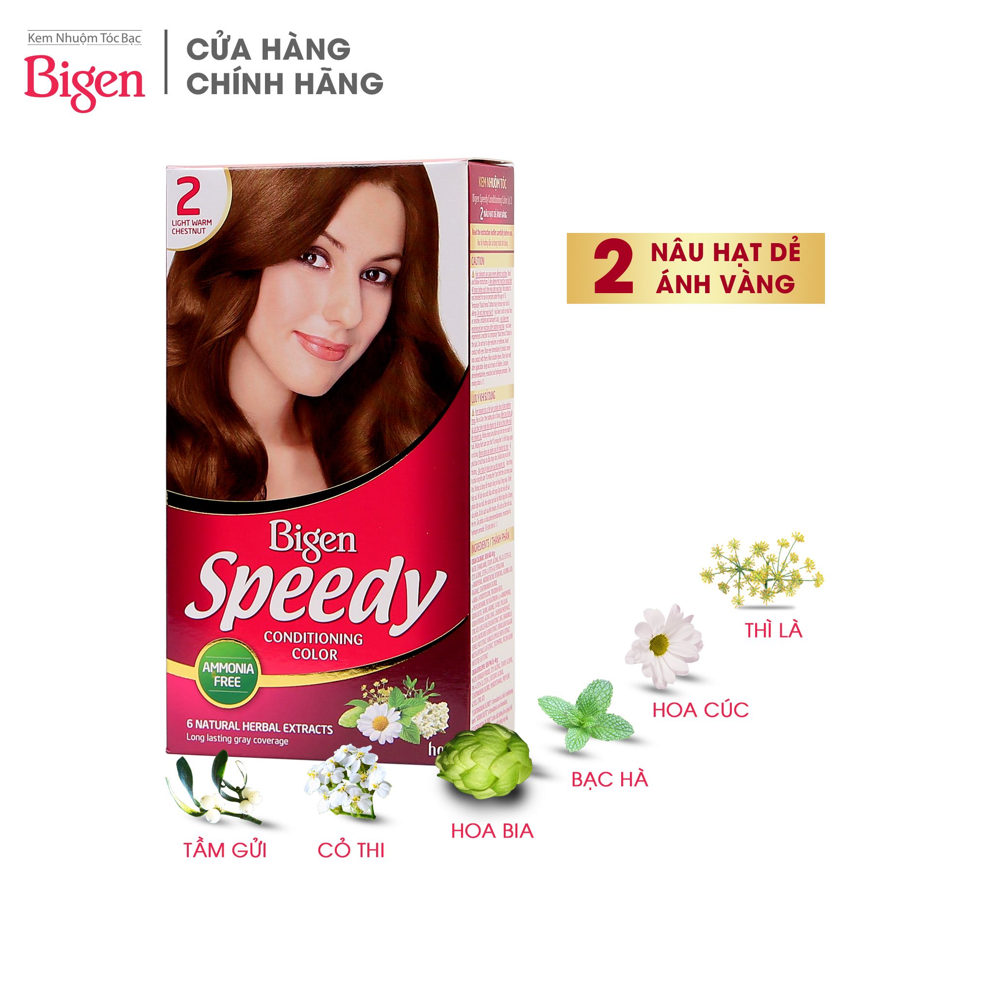 Kem nhuộm tóc Bigen Speedy Conditioning Color 2 - Nâu Hạt Dẻ Ánh Vàng