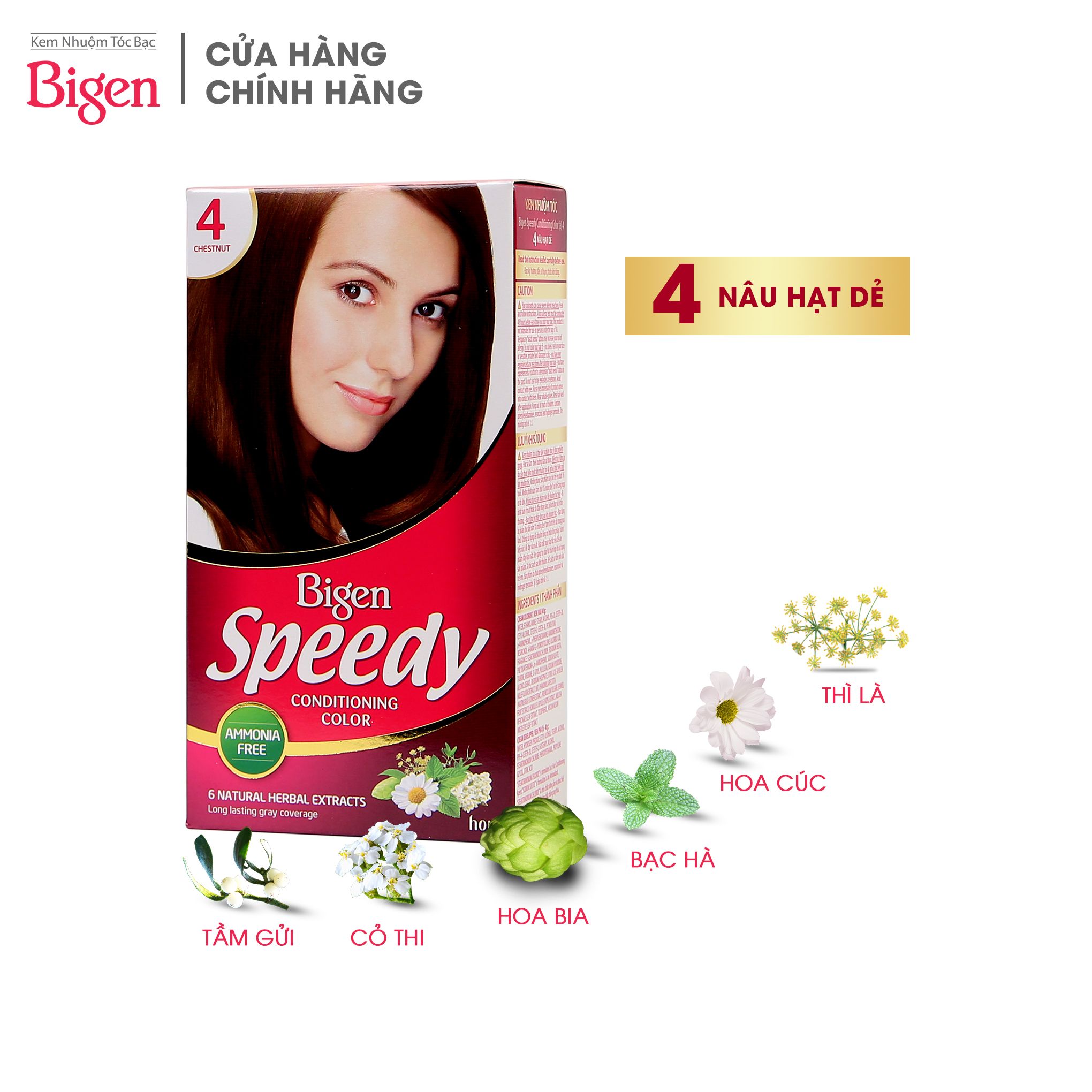 Kem nhuộm tóc Bigen Speedy Conditioning Color 4 - Nâu Hạt Dẻ