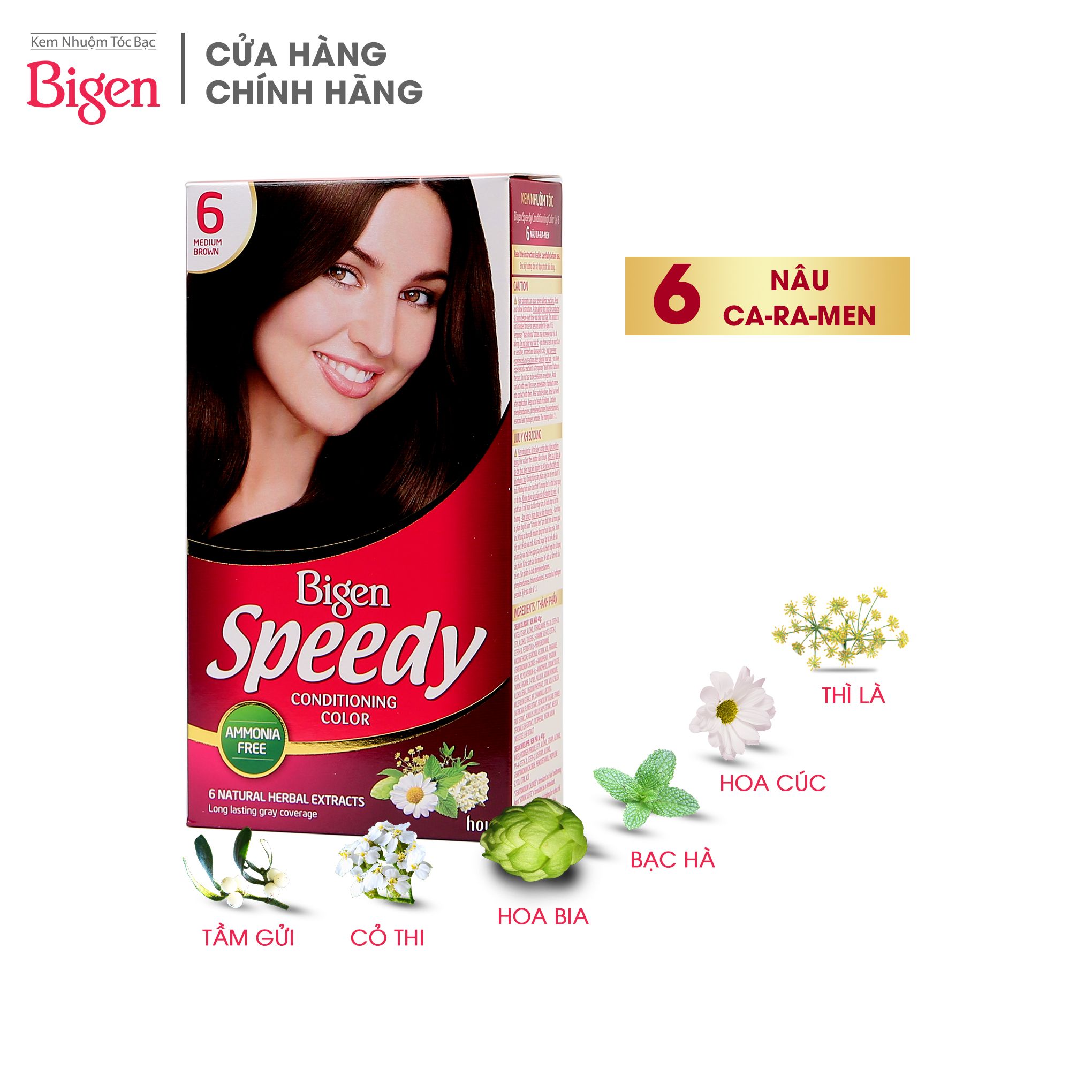 Kem nhuộm tóc Bigen Speedy Conditioning Color 6 - Nâu Caramen