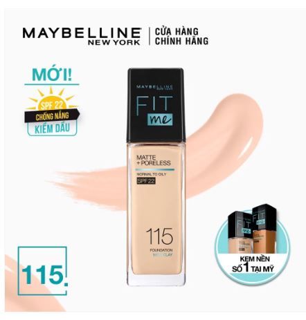 Kem Nền Maybelline New York Fit Me Matte+ Poreless Kiềm Dầu Chống Nắng Spf22 30ml .#115 Ivory