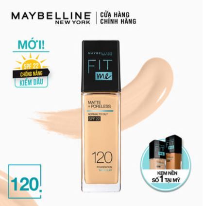 Kem Nền Maybelline New York Fit Me Matte+ Poreless Kiềm Dầu Chống Nắng Spf22 30ml .#120 Classicivory