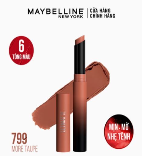 Son Thỏi Maybelline New York Color Sensational Ultimatte Matte Lipstick 1.7g .#799 More Taupe