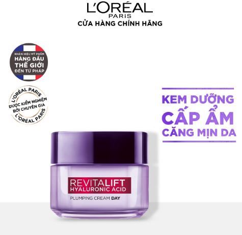Kem Dưỡng Siêu Cấp Ẩm Căng Mịn Da L'Oréal Paris Revitalift Hyaluronic Acid Plumping Day Cream 50ml