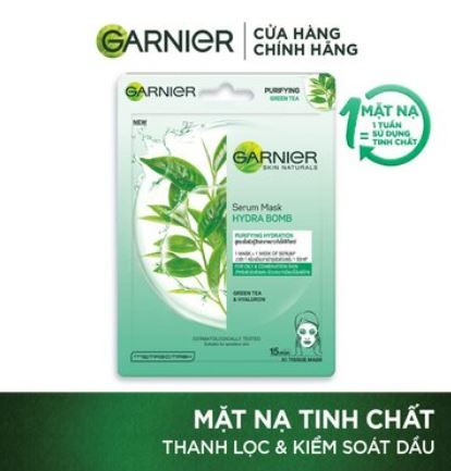 Mặt Nạ Garnier Tinh Chất Trà Xanh Kiềm Dầu Hydra Bomb Purifying Hydration Serum Mask 28ml