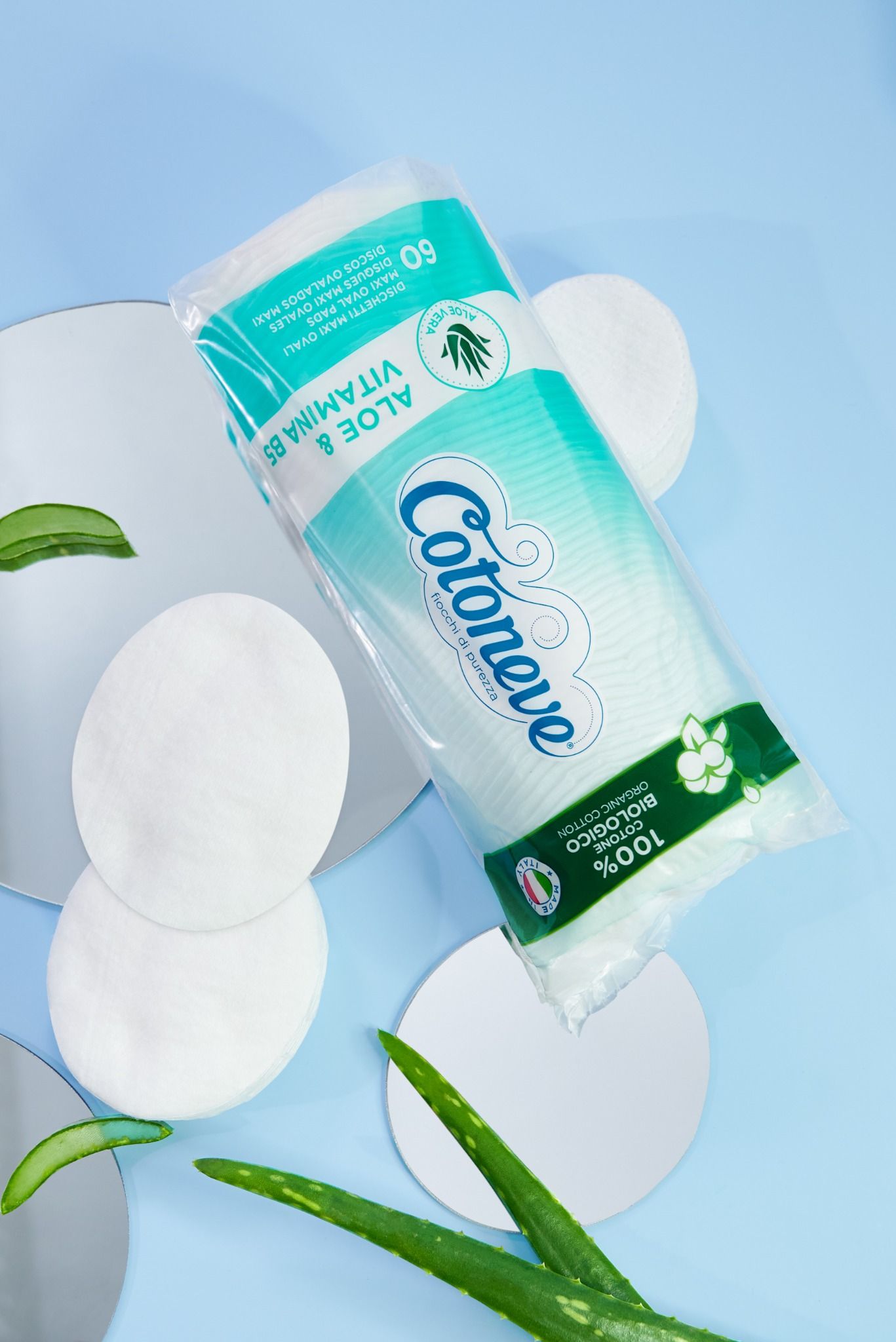 Bông Tẩy Trang Hữu Cơ 60 Miếng Maxi 2 Trong 1 Cotoneve (Chiết Xuất Aloe Vera Và Vitamin B5)