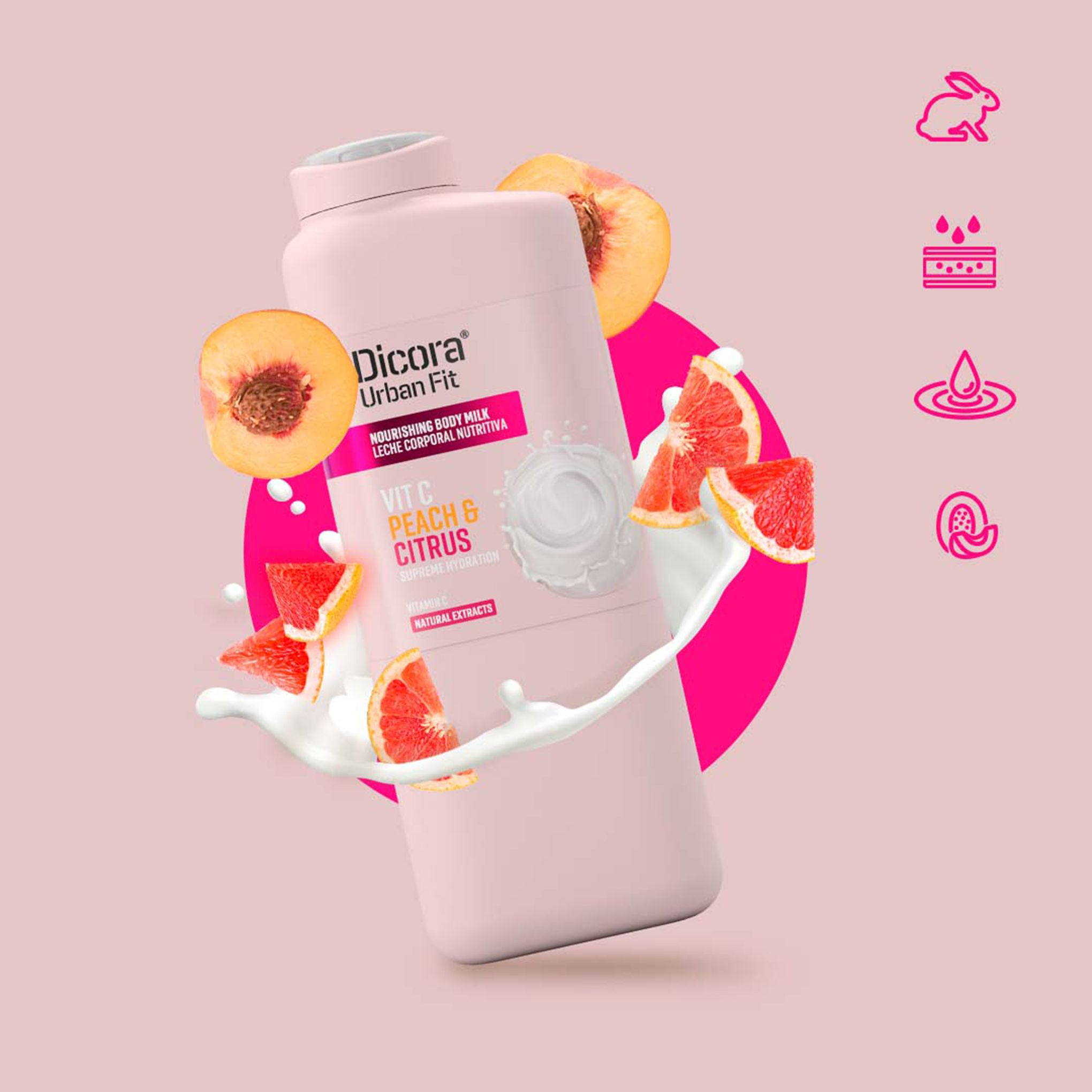 Sữa Dưỡng Thể Dicora Urban Fit Vitamin C Hương Cam Quýt Và Đào 400ml