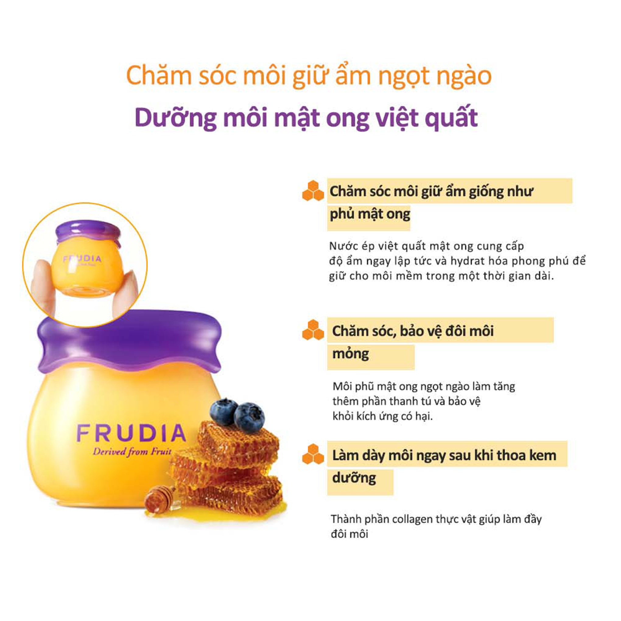 Dưỡng Ẩm Môi Frudia Blueberry Hydrating Honey Lip Balm Mật Ong Việt Quất 10g