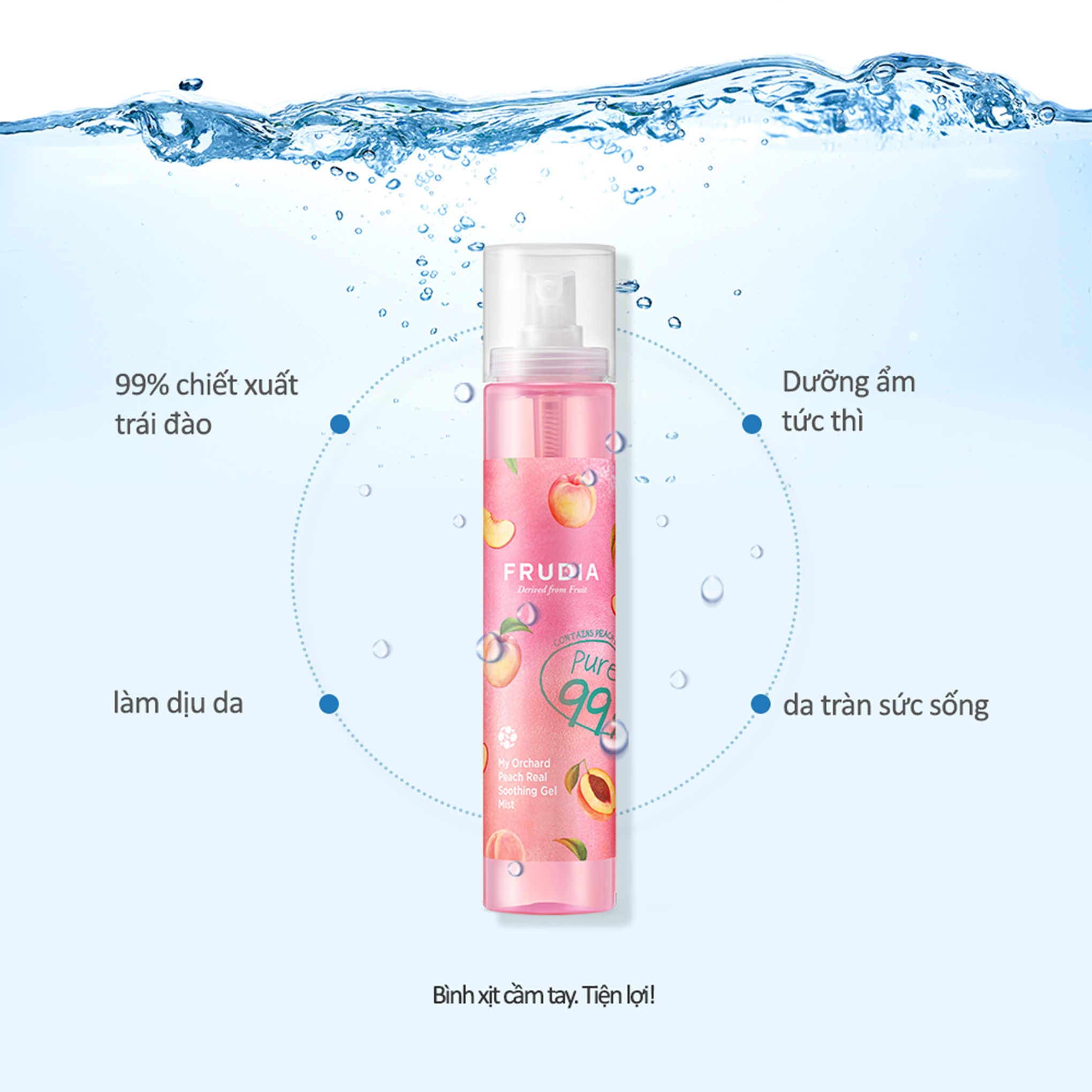 Nước Xịt Khoáng Frudia My Orchard Peach Real Soothing Gel Mist Đào Nguyên Chất 125ml