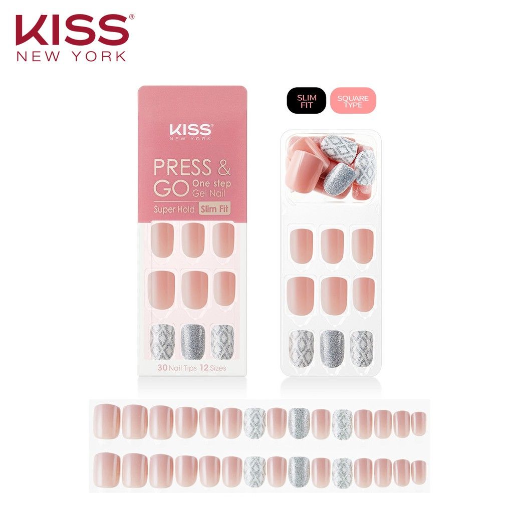 Bộ 30 Móng Tay Gel Tự Dán Press & Go Kiss New York Nail Box - Diamond Pattern (KPNS14K)