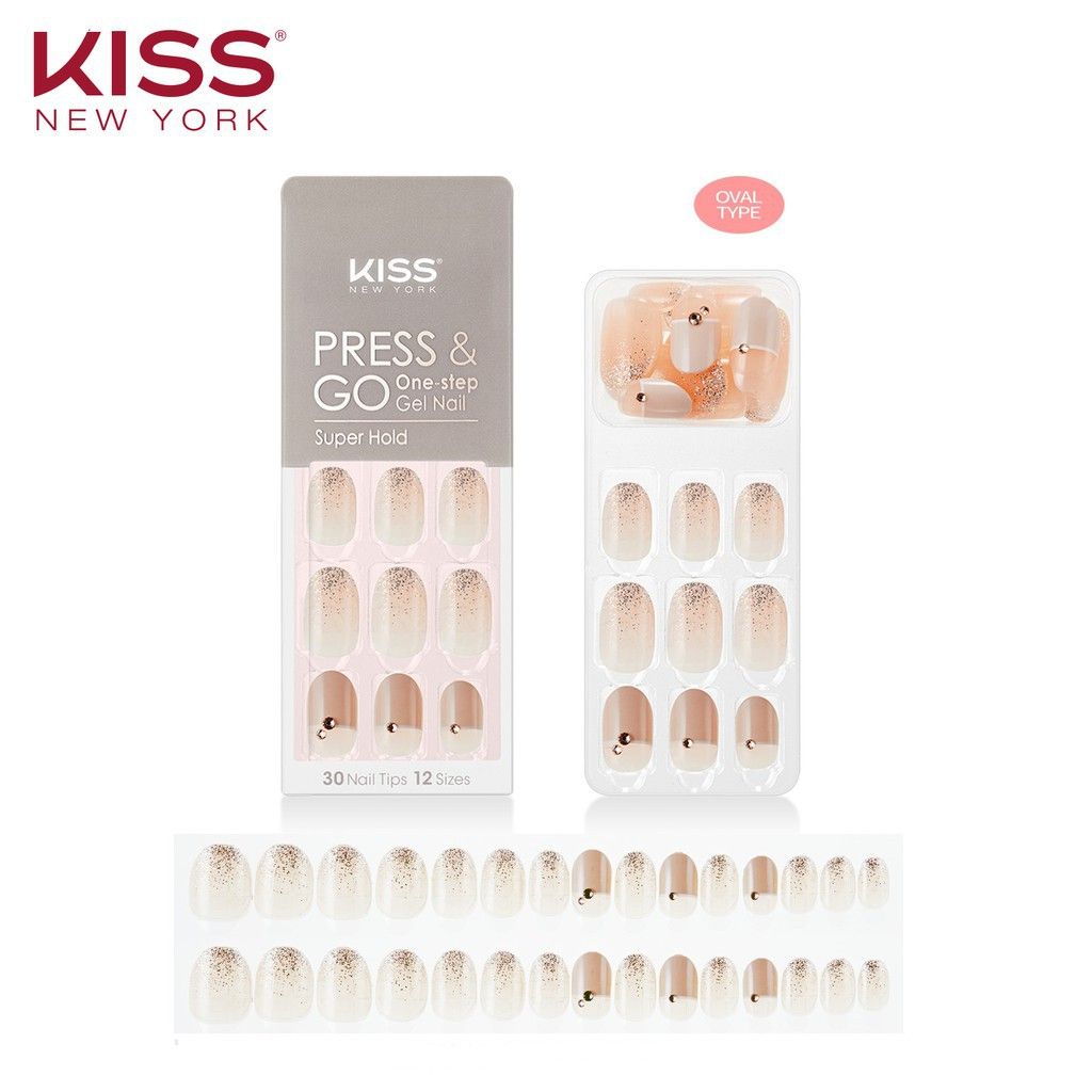 Bộ 30 Móng Tay Gel Tự Dán Press & Go Kiss New York Nail Box - Neutral Aurora (KPN08K)