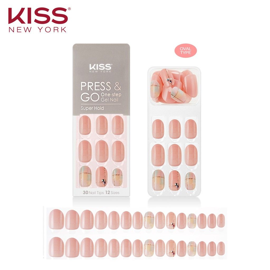 Bộ 30 Móng Tay Gel Tự Dán Press & Go Kiss New York Nail Box - Cotton Candy Spring (KPN09K)