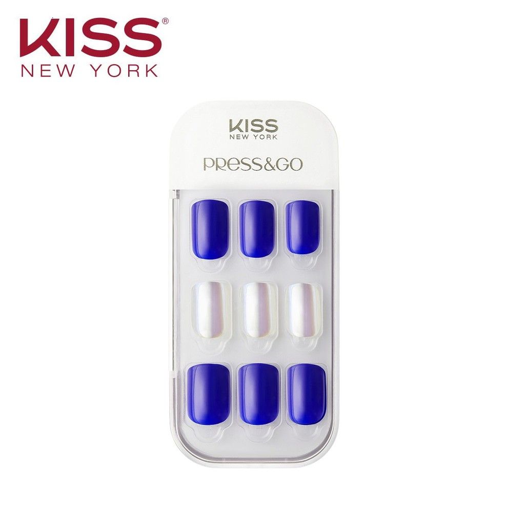 Bộ 30 Móng Tay Gel Tự Dán Press & Go Kiss New York Nail Box - Cool Blue (KPNA11K)