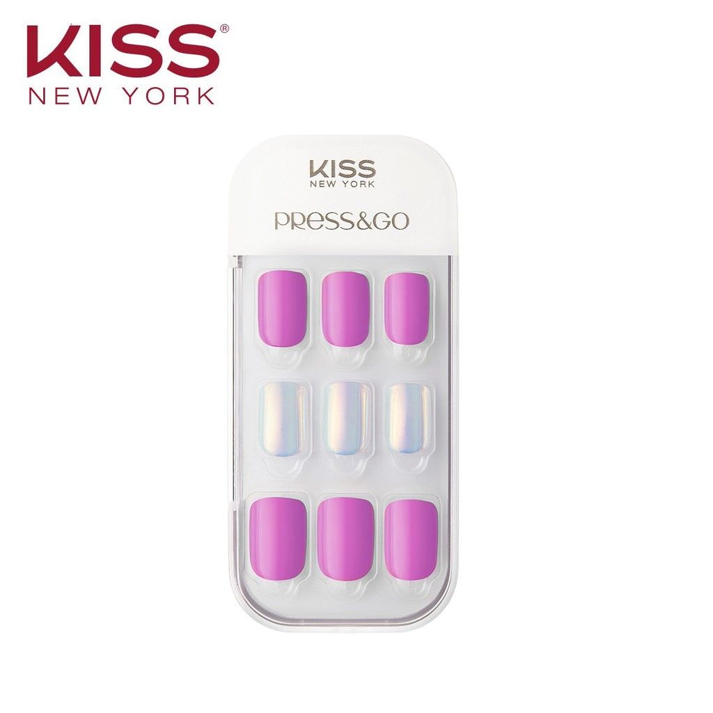 Bộ 30 Móng Tay Gel Tự Dán Press & Go Kiss New York Nail Box - Cool Purple (KPNA12K)
