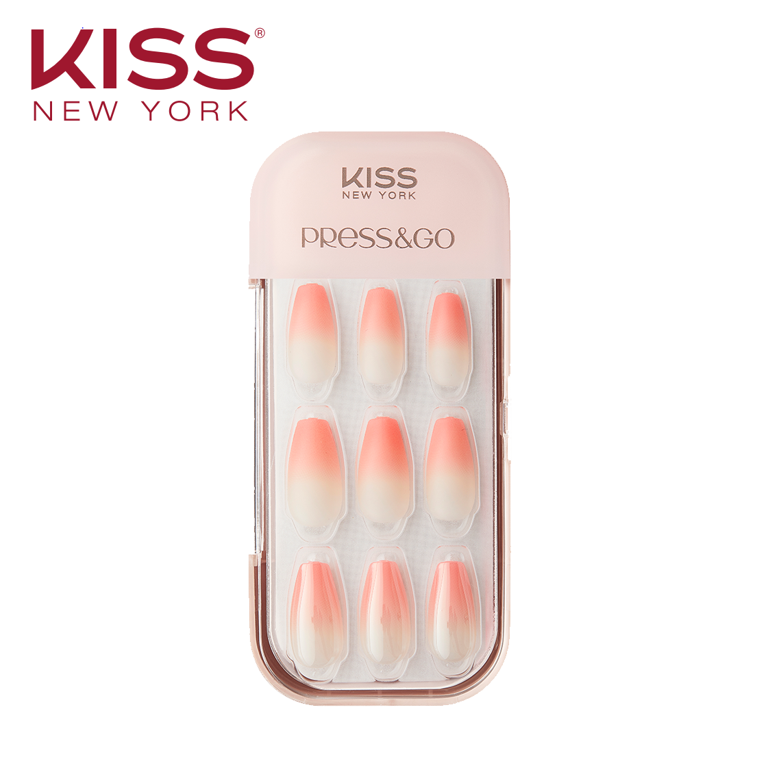 Bộ 30 Móng Tay Gel Tự Dán Press & Go Kiss New York Nail Box - Grapefruit Ade (KPNC02K)