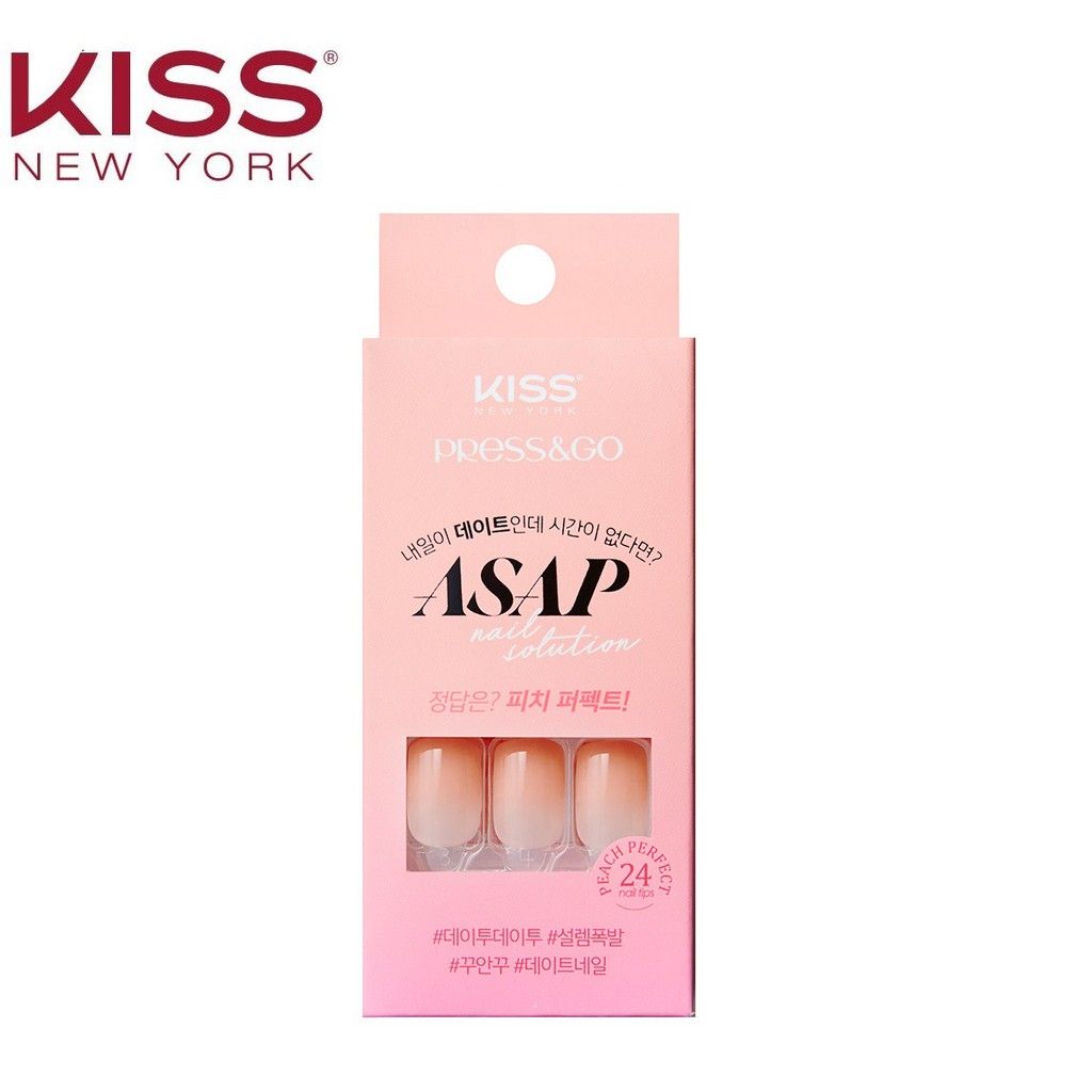 Bộ 24 Móng Tay Gel Tự Dán Press & Go Kiss New York Nail Box - Peach Perfect (KKPA02KA)