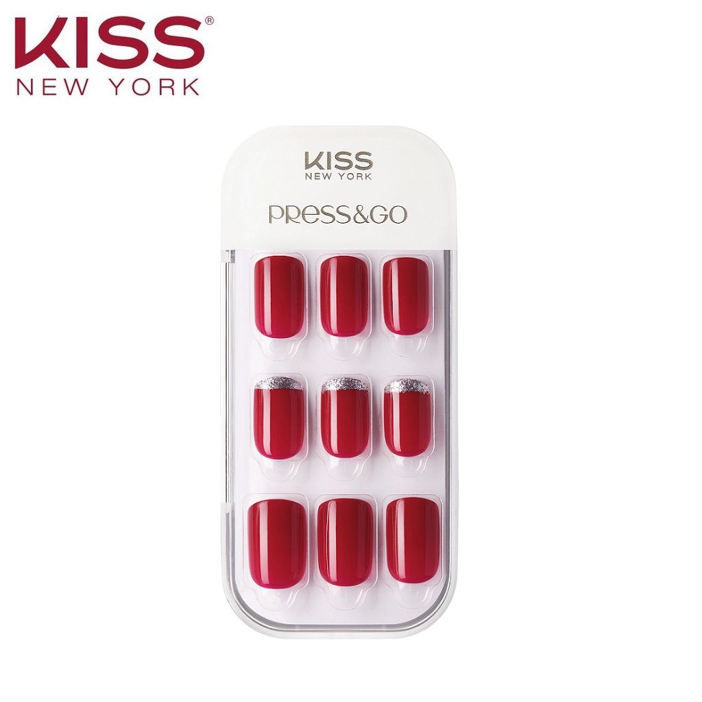 Bộ 30 Móng Tay Gel Tự Dán Press & Go Kiss New York Nail Box - Scarlet (KPNA14KA)