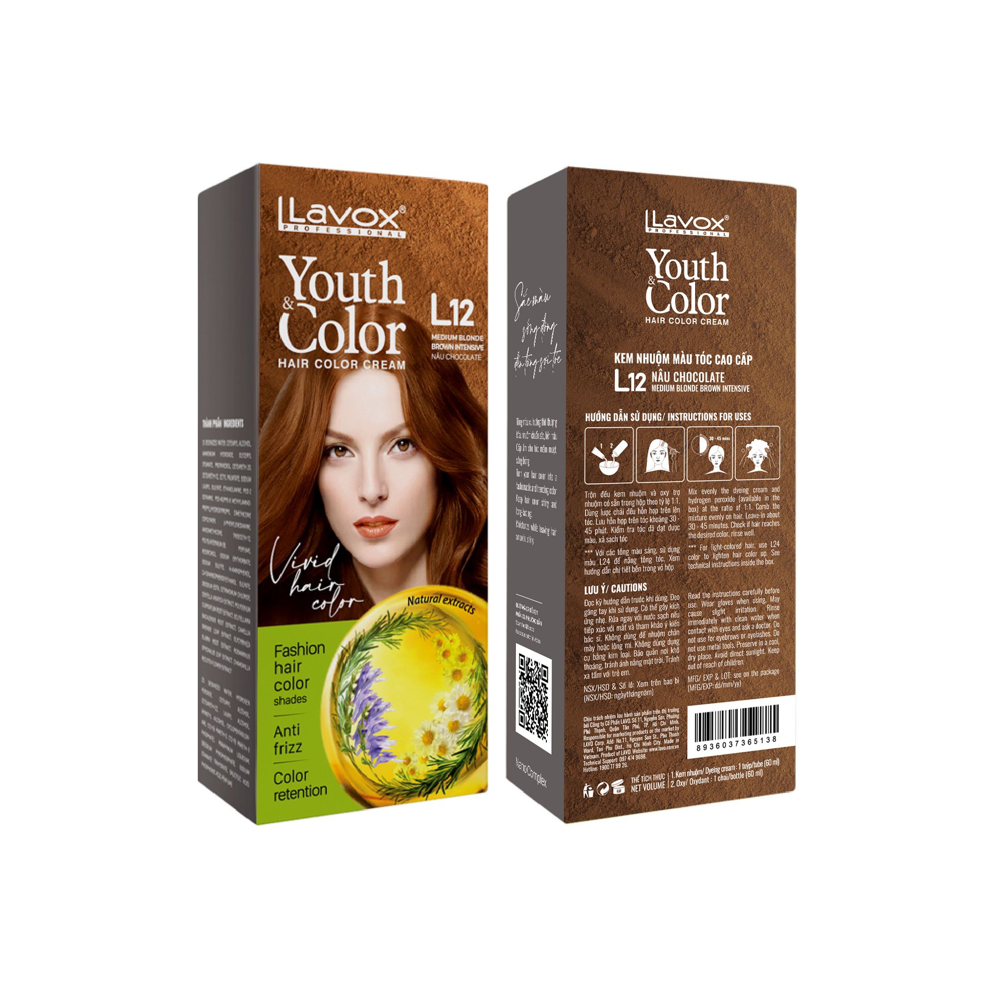 Kem Nhuộm Màu Tóc Cao Cấp 60ml - L12 Nâu Chocolate