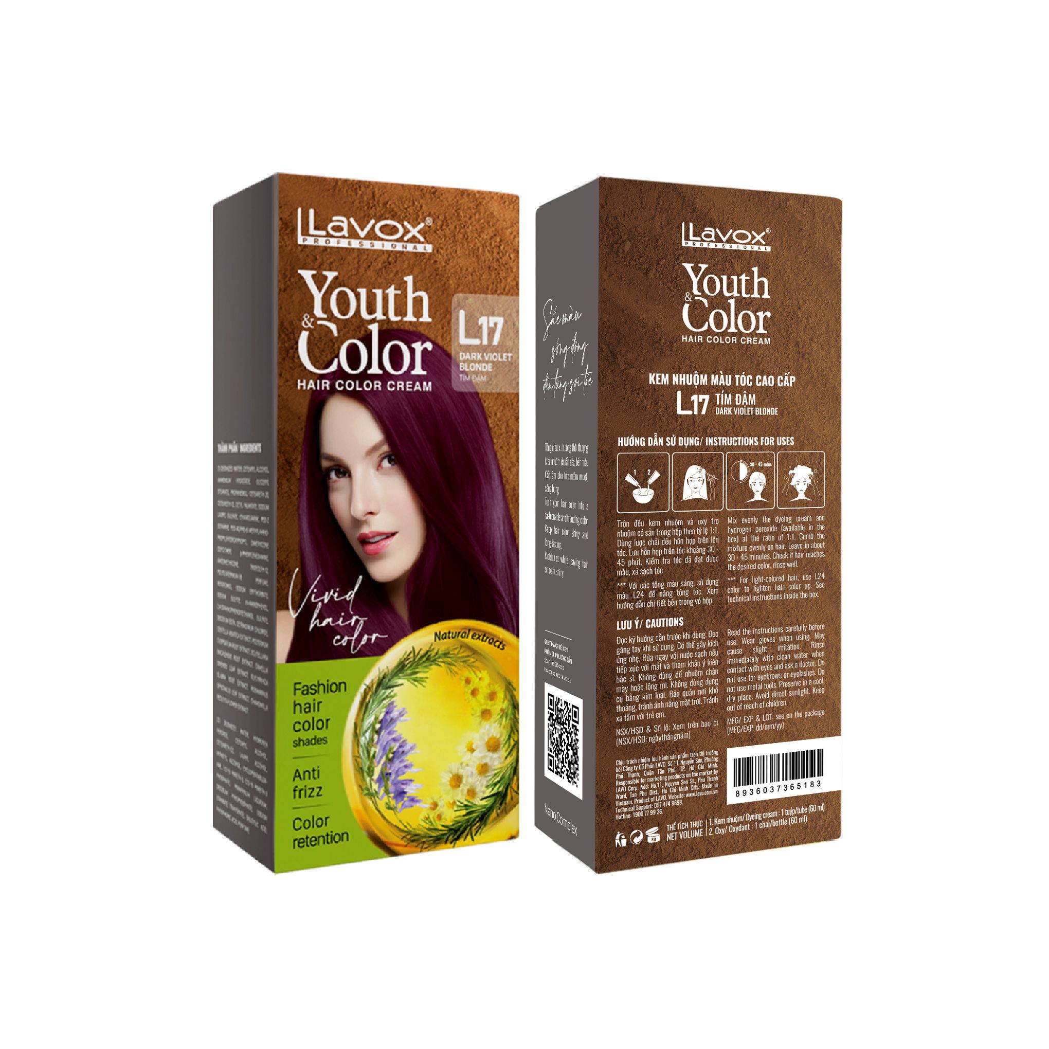 Kem Nhuộm Màu Tóc Cao Cấp 60ml - L17 Tím Đậm