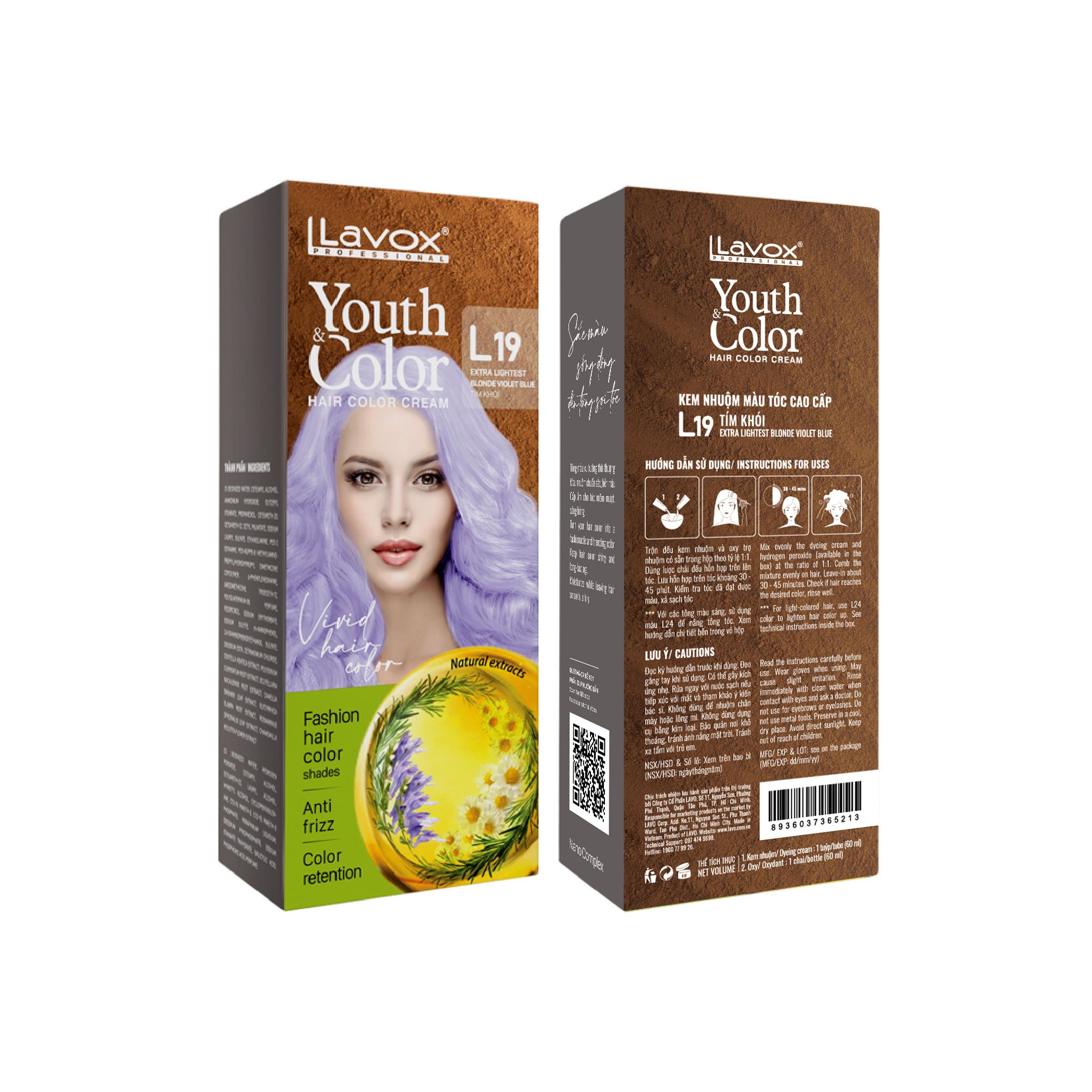 Kem Nhuộm Màu Tóc Cao Cấp 60ml - L19 Tím Khói