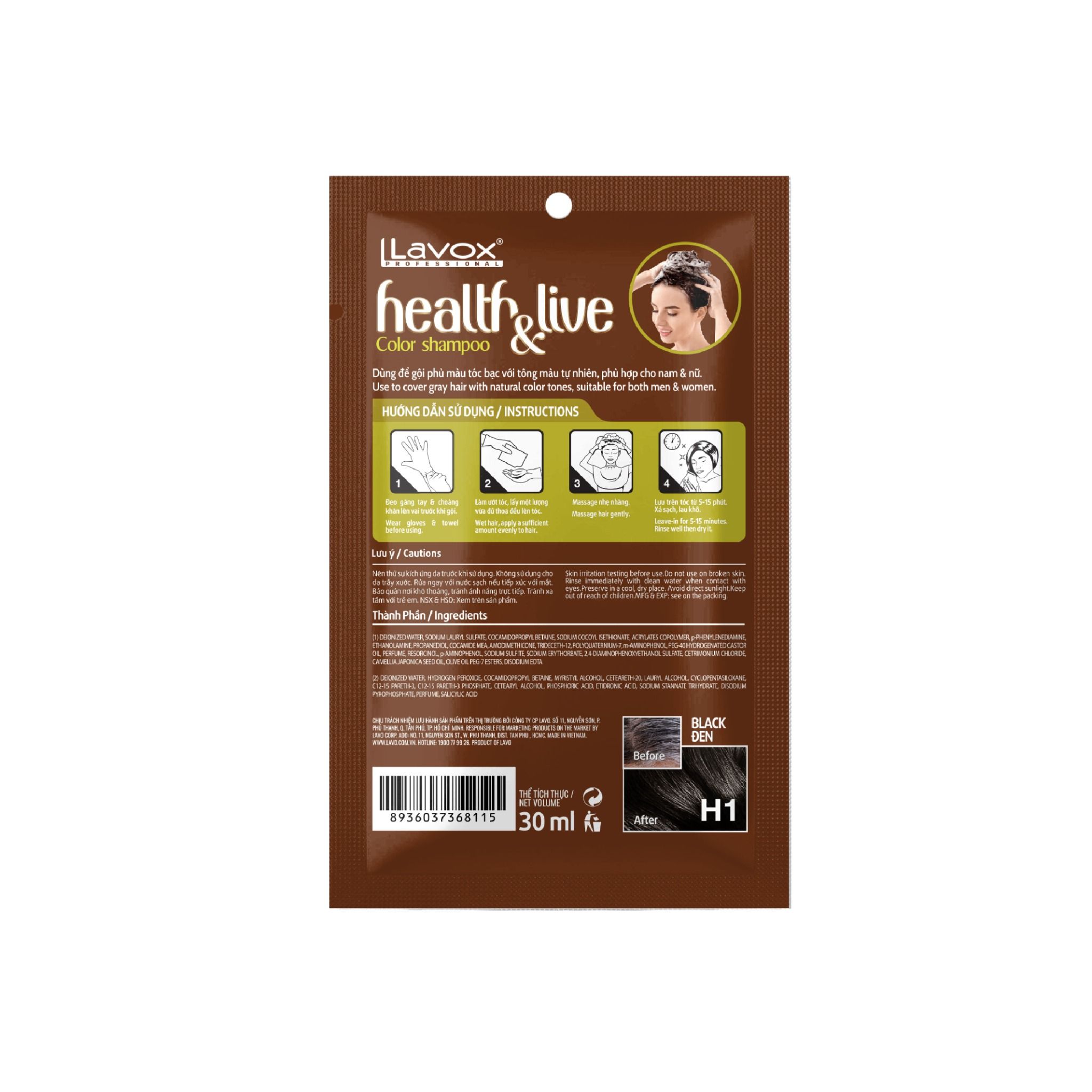 Gội Phủ Bạc Lavox 30ml - H1 Đen