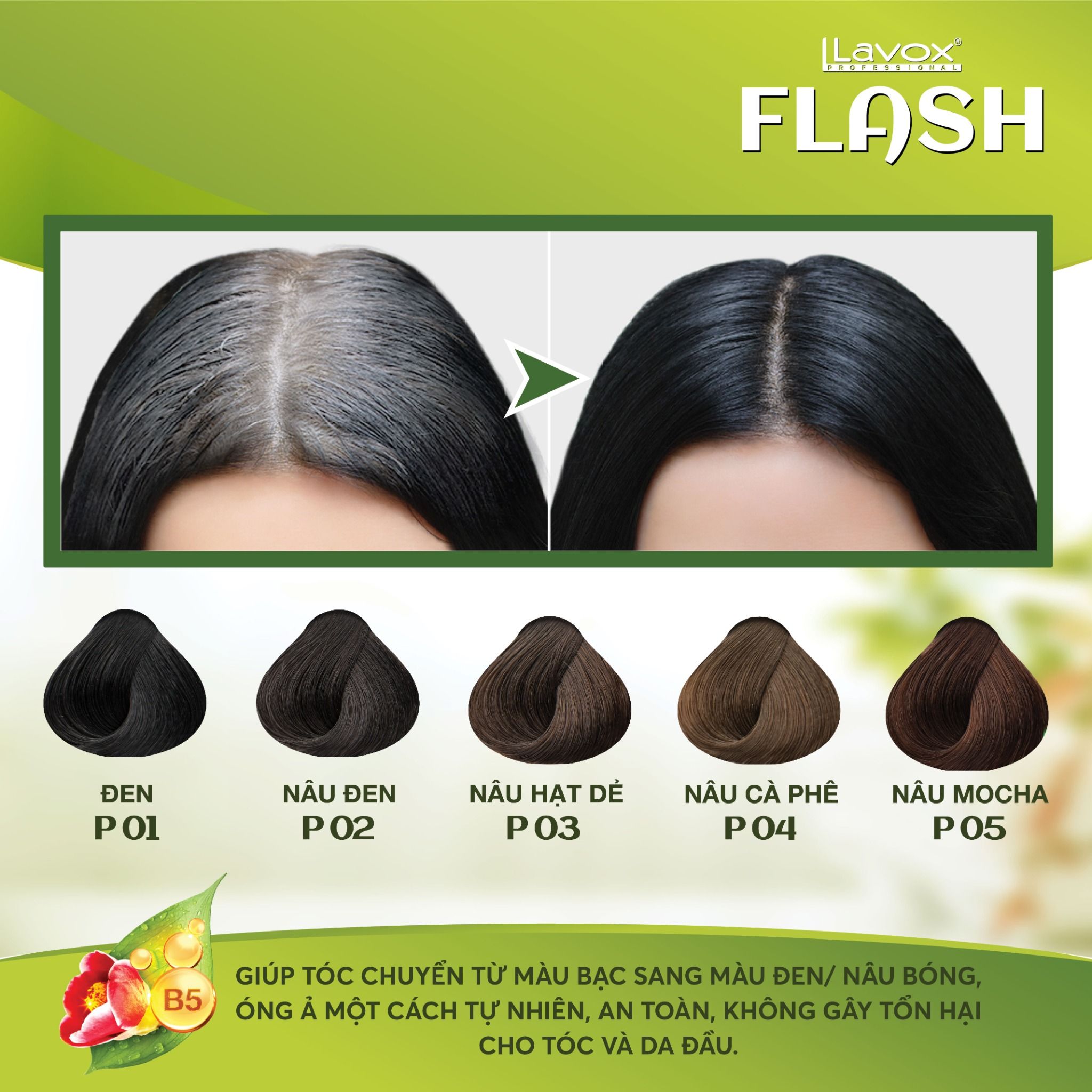 Gel Gội Phủ Bạc Tsubaki & Vtm B5 Lavox 200ml - P 03 Nâu Hạt Dẻ