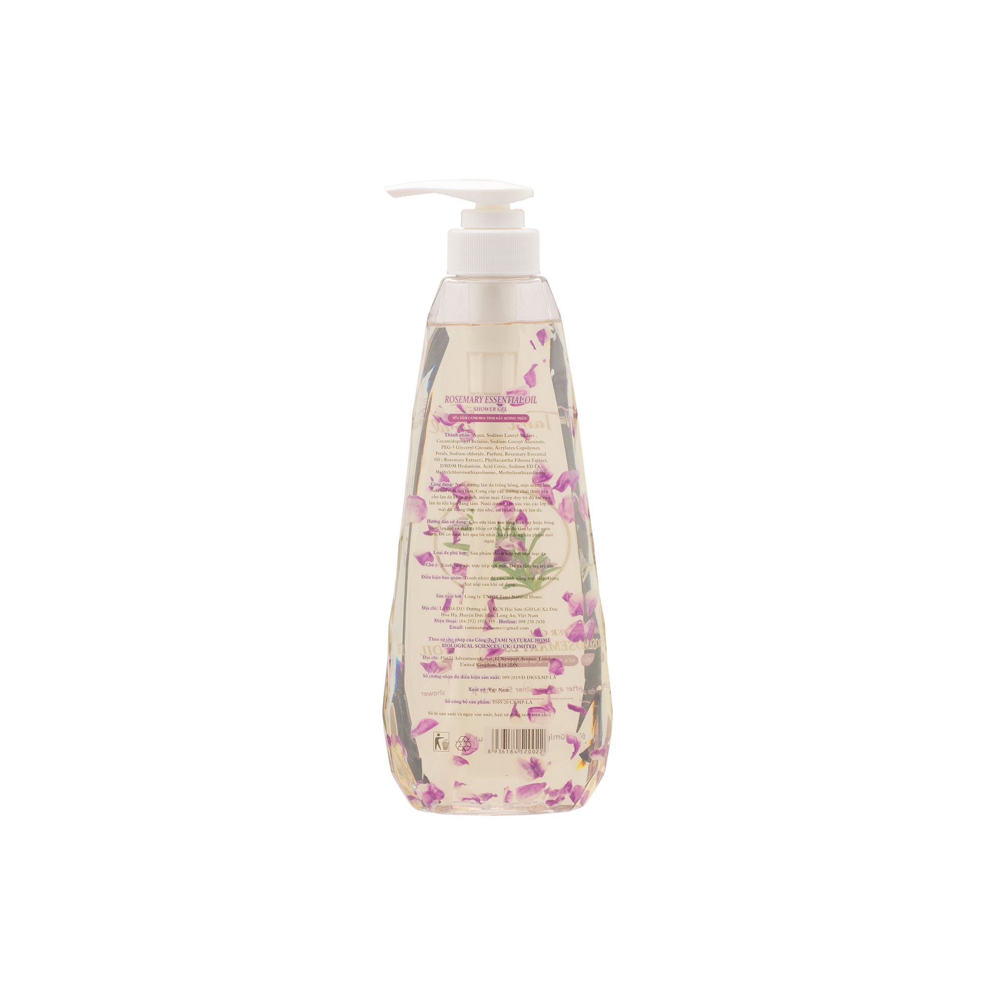 Sữa tắm cánh hoa lưu hương tinh dầu hương thảo - 600ml
