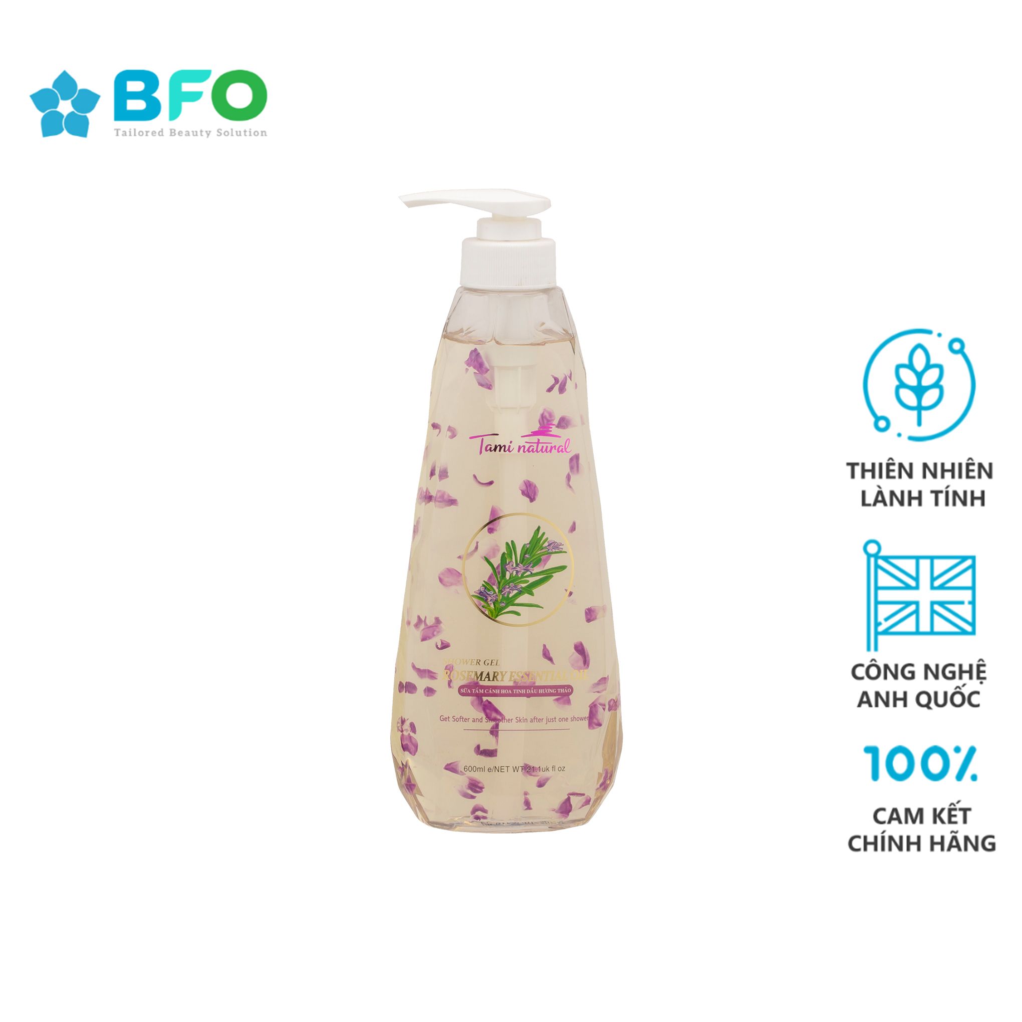 Sữa tắm cánh hoa lưu hương tinh dầu hương thảo - 600ml