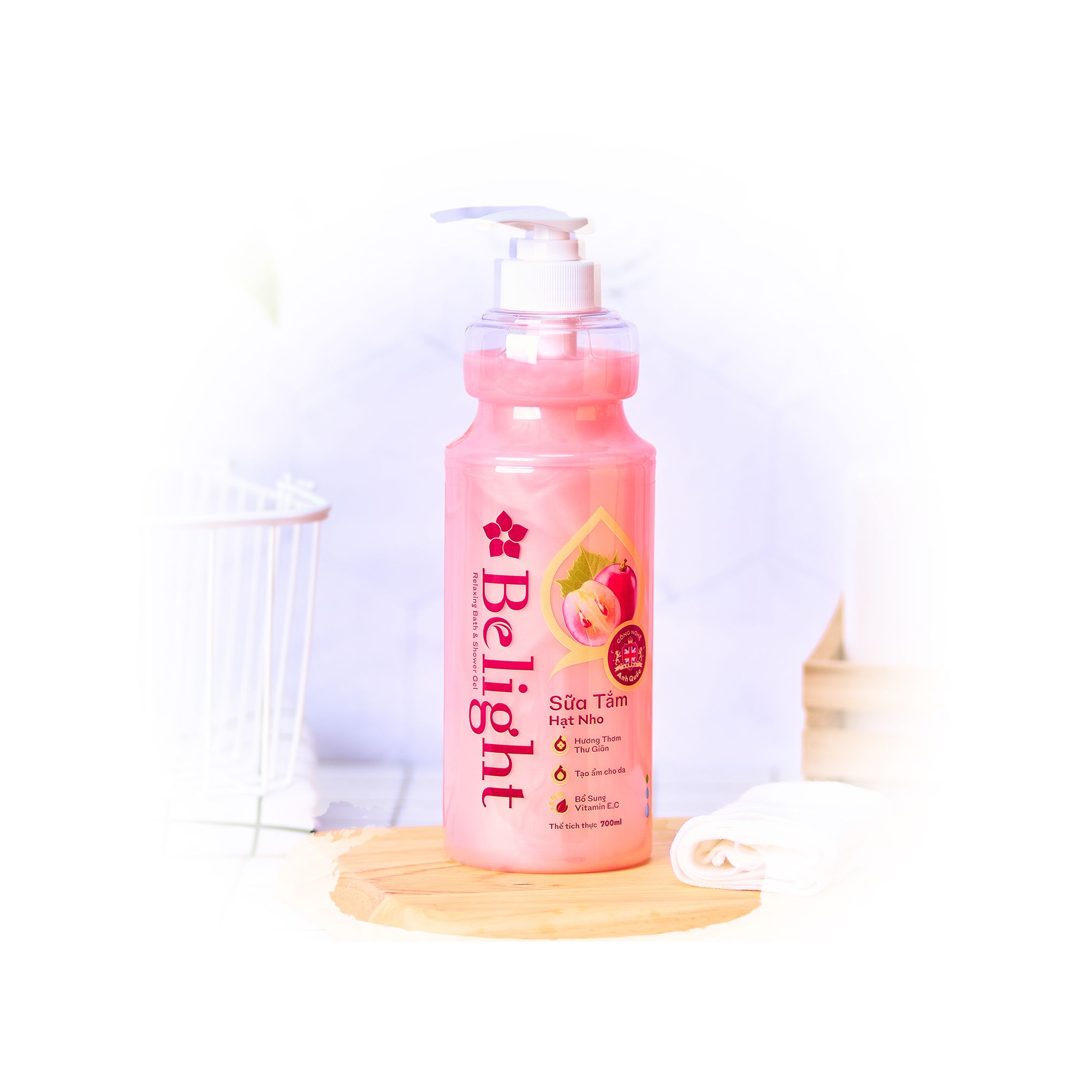 Sữa tắm thư giãn Belight hạt nho - 700ml