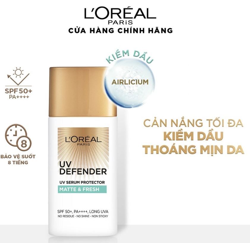 Kem Chống Nắng Mịn Nhẹ Che Phủ Đều Màu Da L’Oreal Uv Defender Correct & Protect Spf 50+ Pa ++++ 50ml