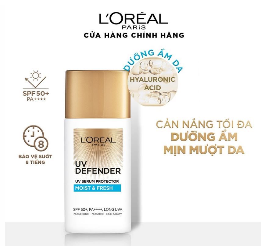 Kem Chống Nắng Uv Defender Moist & Fresh Dưỡng Ẩm Mịn Mượt Da L'Oréal Paris 50ml