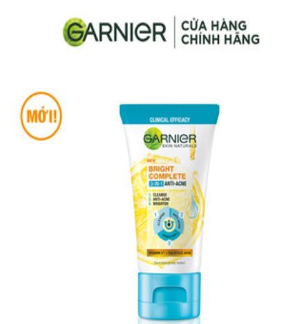 Sữa Rửa Mặt 3 Trong 1 Giảm Mụn & Sáng Da Garnier Bright Complete 3 In 1 Foam Anti Acne 90ml