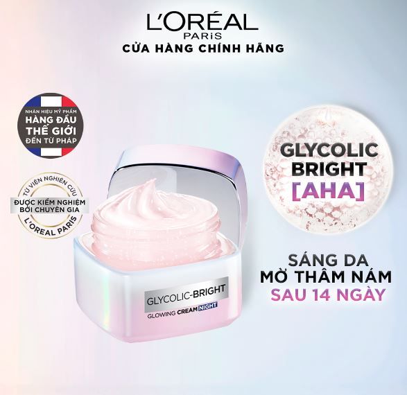 Kem Dưỡng Da Mờ Thâm Nám Ban Đêm L'Oreal Glycolic Bright Glowing Cream Night 50ml
