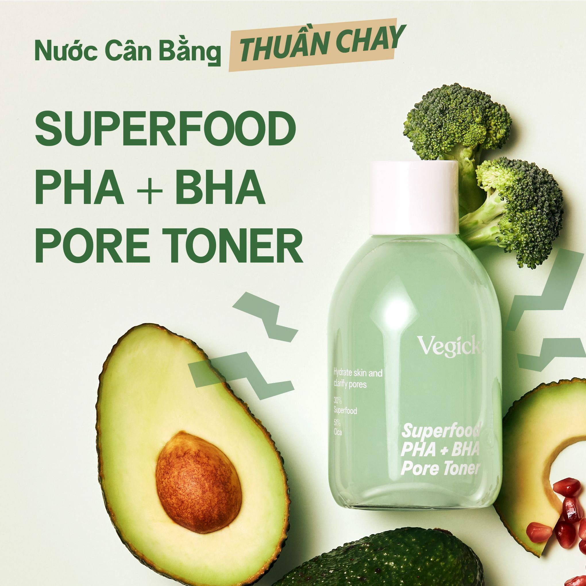 Nước Cân Bằng Da Vegick (Superfood Pha + Bha Pore Toner, 210Ml)