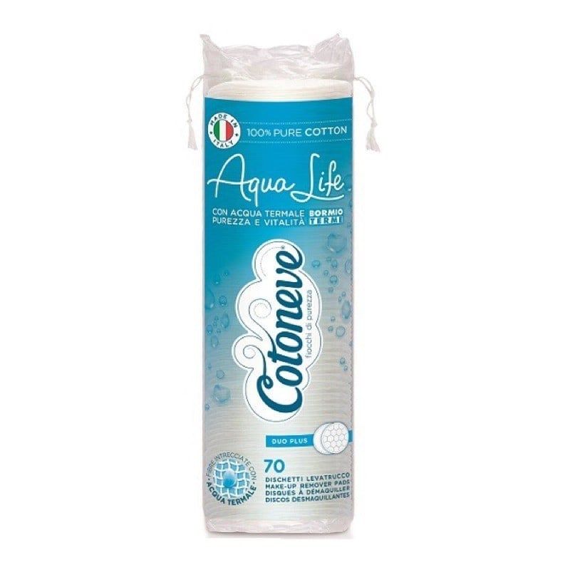 Bông Tẩy Trang 70 Miếng, May Viền, Dập Nổi Aqua Life Cotoneve